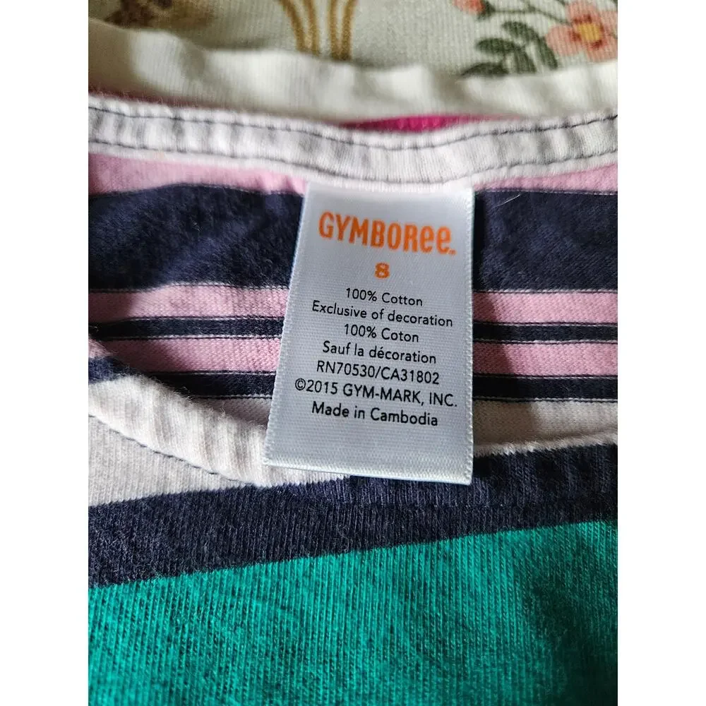 Gymboree Girls Striped Sleeveless Dress Size 8 Pink Navy Teal 100% Cotton Bow
